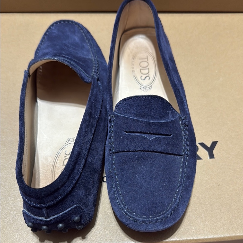 Tod's Blue Suede Loafers